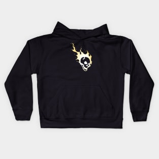 Flaming Skull Yellow Kids Hoodie